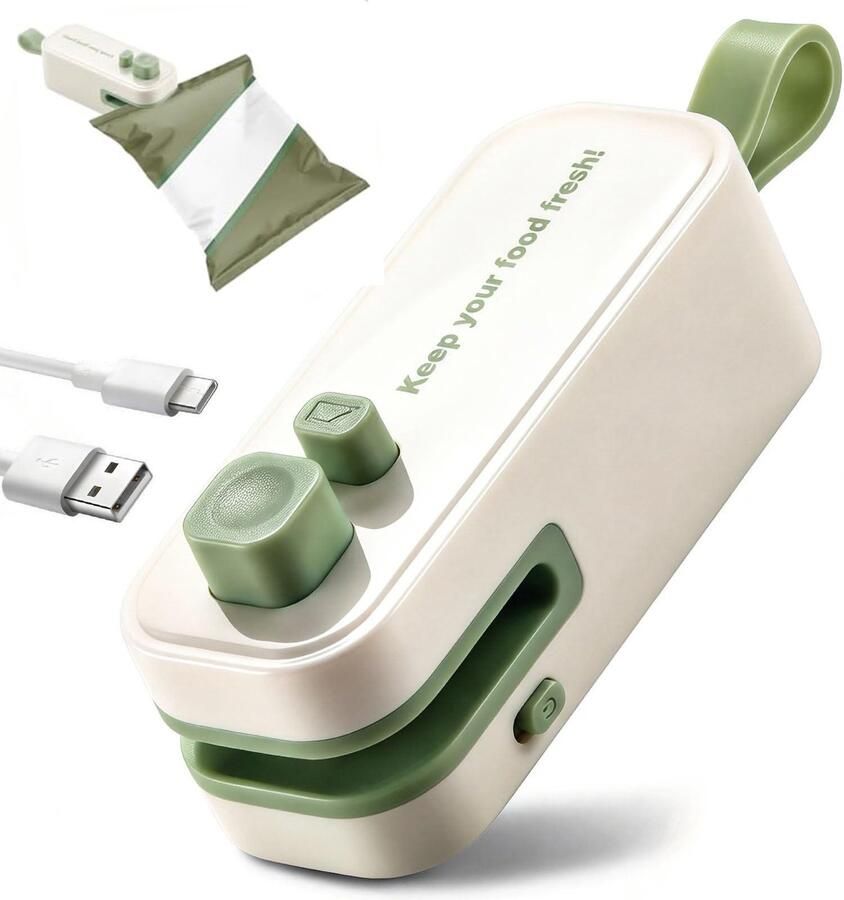 Namajunas 2 in 1 Zaksluiter Mini Bag Sealer Met mes Oplaadbaar Zak Afsluiten Draagbaar Zakjes sealer Met ophanglus seal machine Heat Sealer apparaat voor zakjes Magnetisch Voor alle warmteafsluitbare zakken