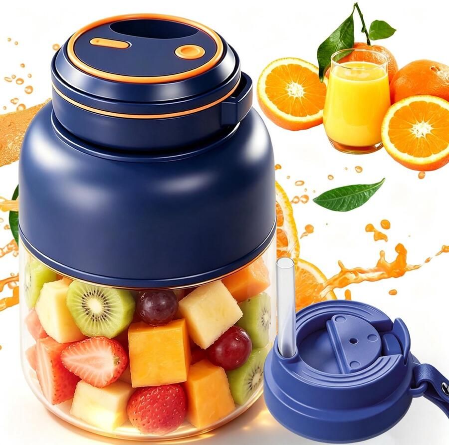 Namajunas Draadloze blenderbeker Smoothie beker met dubbele deksel 2026 Nieuwe 1300ml smoothie maker Draagbare Blender To Go Oplaadbare Juicer voor Groenten & Fruit 180w met 38 messen Drinkbeker voor Shakes Smoothies Reizen Kantoor Gym