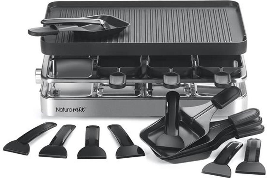 KitchenChef RAC.INDUS-8-NATURAMIX raclette 8 persoon personen 1200 W Zwart Roestvrijstaal