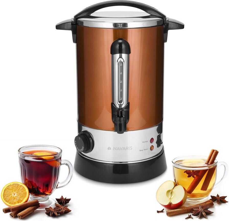 Navaris glühweinketel met temperatuurregelaar 6 8L RVS glühweinkoker met tap Warm water ketel Thermostaat Oververhittingsbeveiliging Koper