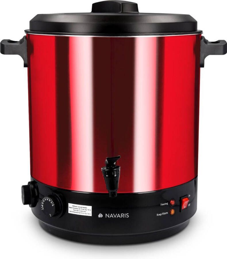 Navaris inmaakketel met glühwein functie Inclusief thermostaat en timer tot 120 minuten Temperatuur van 30-100°C Met thermostaatkraan 27 liter