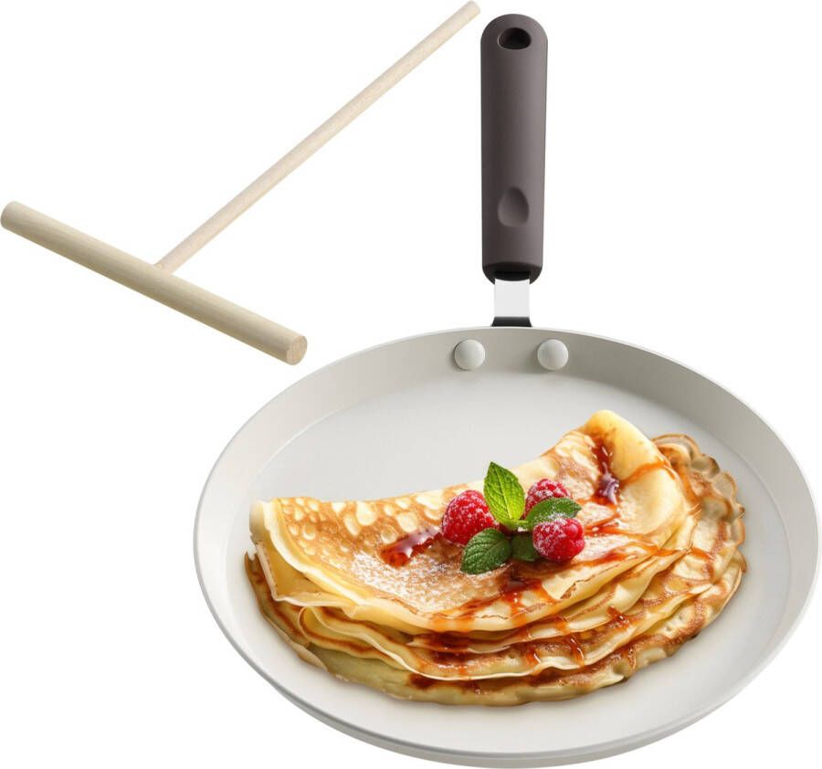 Navaris pannenkoekenpan antiaanbak 26 cm Voor pannenkoeken crêpes omelet en tortilla's Alle fornuizen Met crêpe spreider