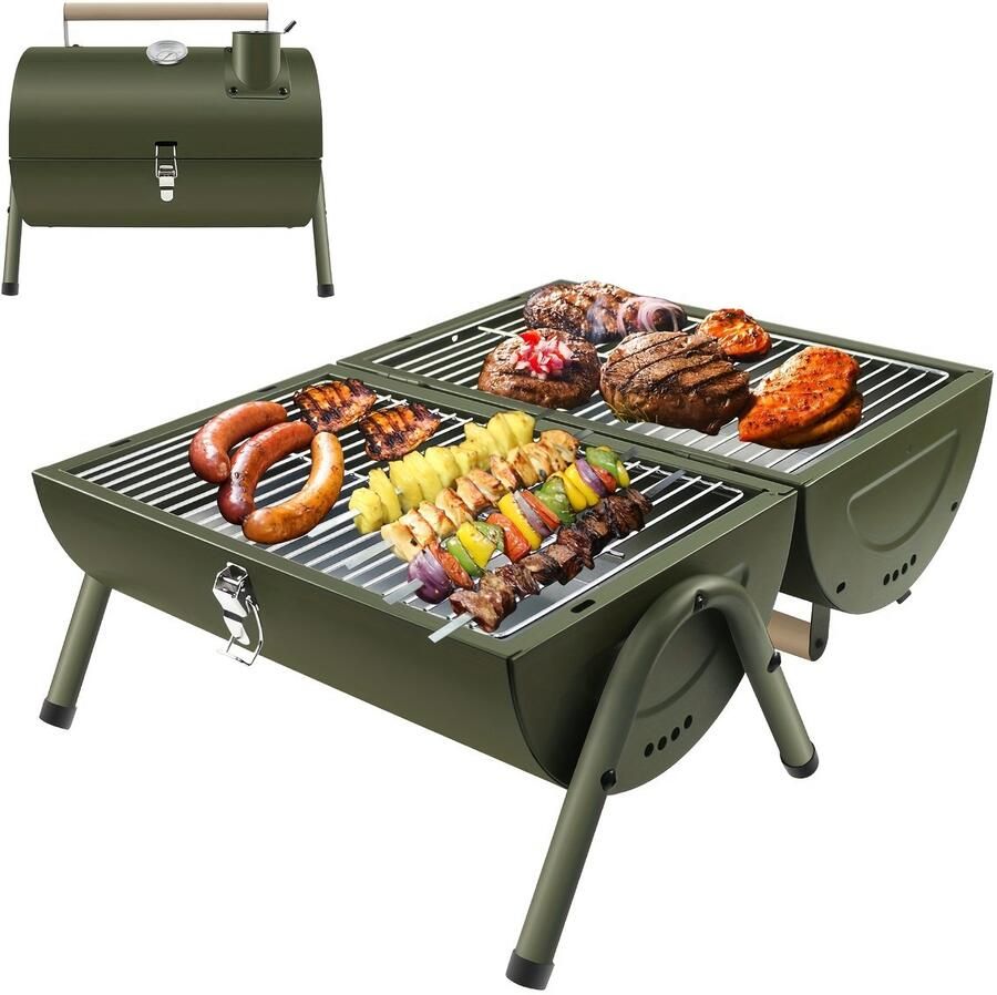 Navy Draagbare Opvouwbare Houtskool BBQ – Compacte Camping Grill voor Buiten