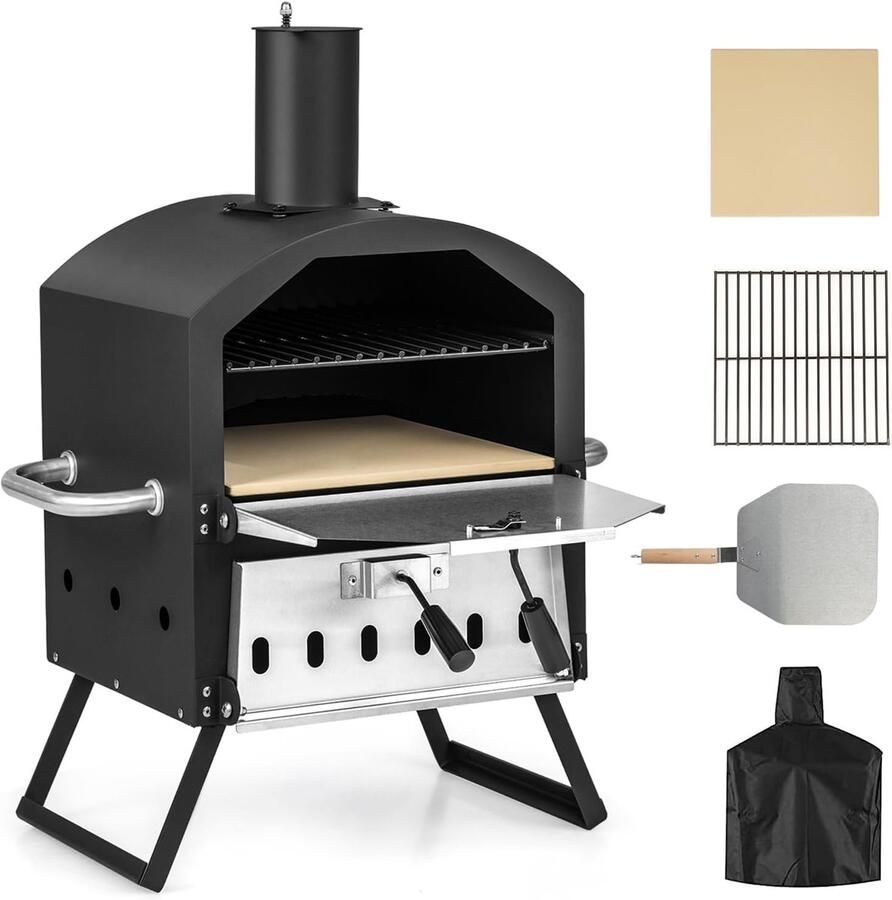 Navy Pizza oven Buiten Gas Zwart 54cm x 31cm x 72cm