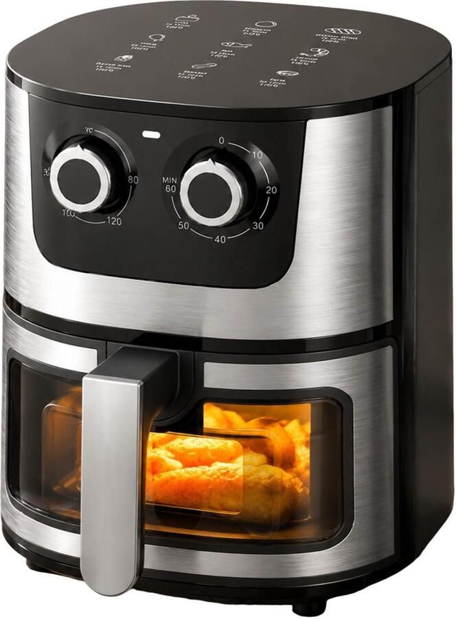 NAXSIR Airfryer XXL 7 Liter Heteluchtfriteuse Zichtvenster Digitaal Display 1500W