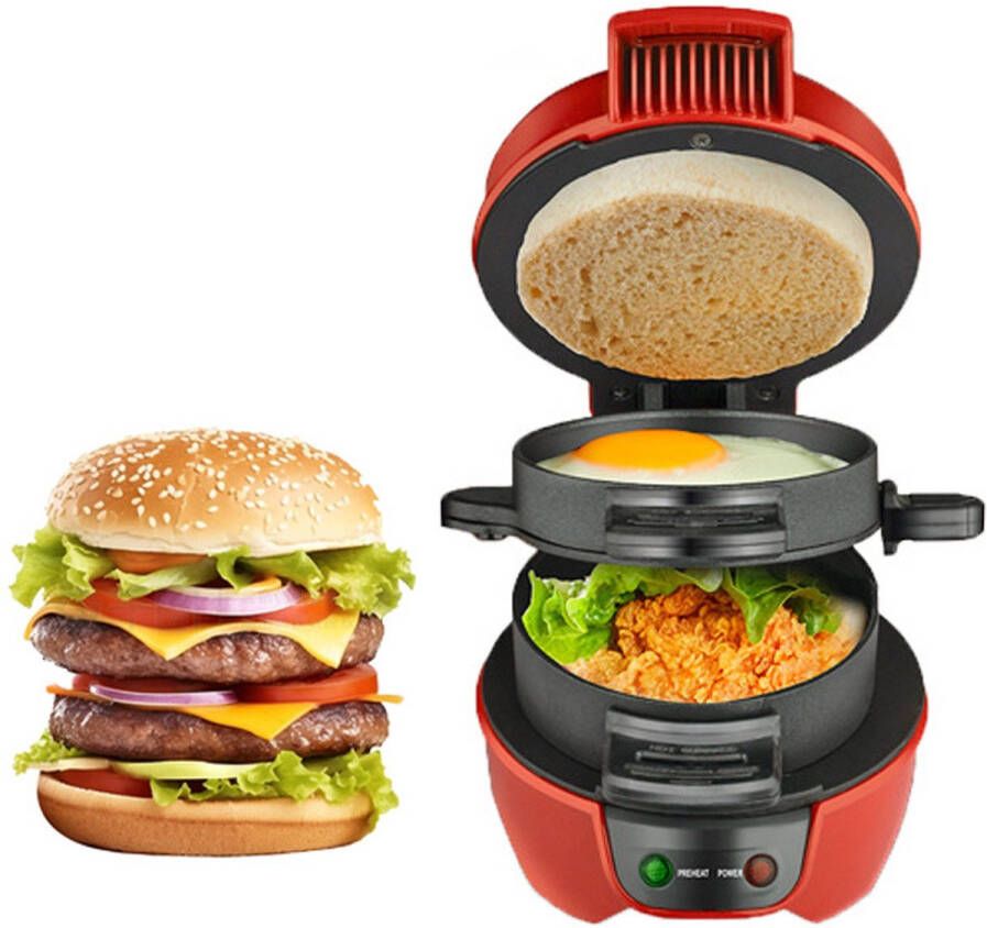 NAXSIR Sandwich Toaster & Wafelijzer Burger Maker Dubbelzijdige Verwarming Antiaanbaklaag Vaatwasserbestendig