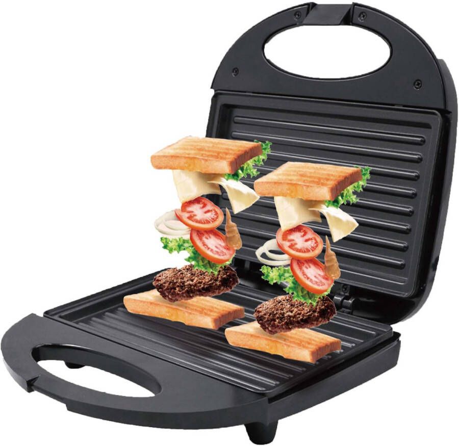 NAXSIR Tosti ijzer Sandwich Press 2 Sandwich Non-stick Vlakke Platen Gemakkelijk Te Reinigen Gemakkelijk Op Te Slaan