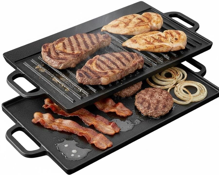 NBAP Grillplaat Bakplaat Gietijzer-Zwart