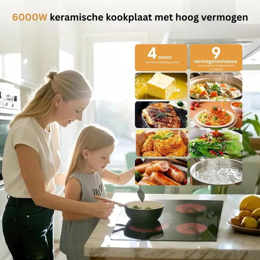 NBAP Inductie Kookplaat Vrijstaand Elektrische Kookplaat 4 Pits Zwart