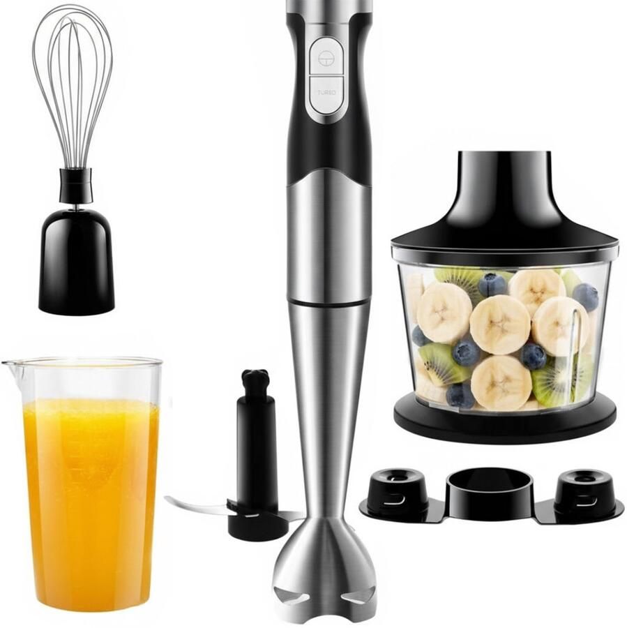 NBAP Staafmixer Set Hakmolen Groentesnijder Soepmaker Zilver