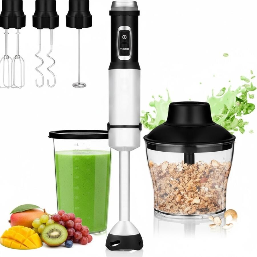 NBAP Staafmixer Set Hakmolen Groentesnijder Soepmaker Zilver