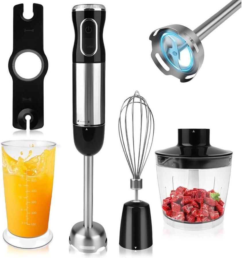 NbyMe Staafmixer Set Hakmolen Groentesnijder Soepmaker Zwart