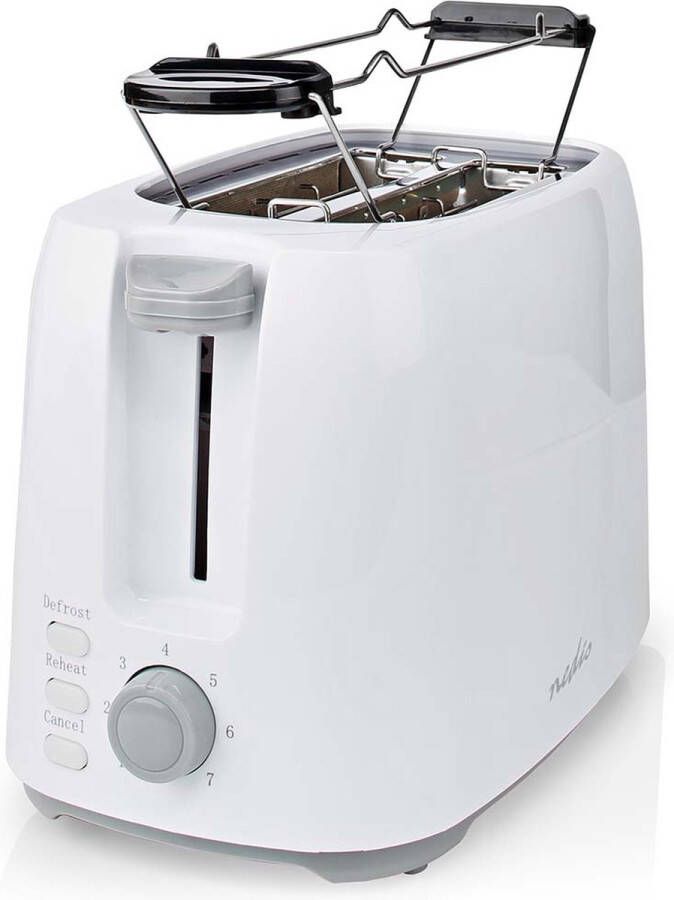 Nedis Broodrooster 2 Sneetjes Brood 2 Sleuven Bruining niveaus: 7 Ontdooifunctie Broodjesrek Wit
