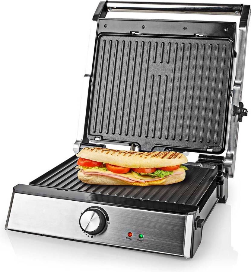 Nedis Contact Grill 2000 W 29 x 23 cm Regelbare temperatuur Kunststof Roestvrij Staal