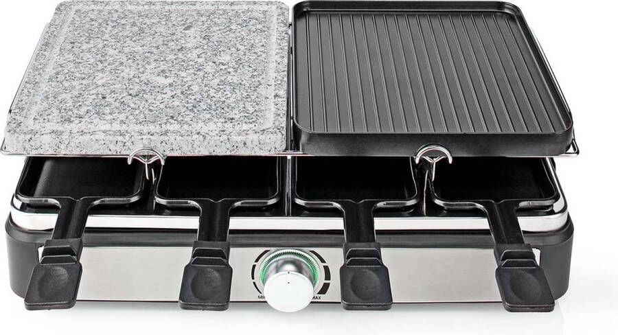 Nedis Gourmet Raclette Grill Steen 8 Personen Spatel Temperatuurinstelling Anti-aanbak laag Rechthoek