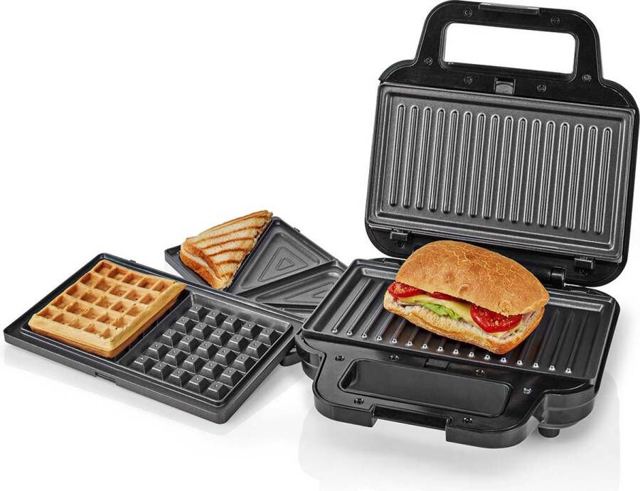 Nedis Multi grill Sandwich Waffle 700 W 22 x 12.5 cm Automatische temperatuurregeling Kunststof Roestvrij Staal - Foto 2