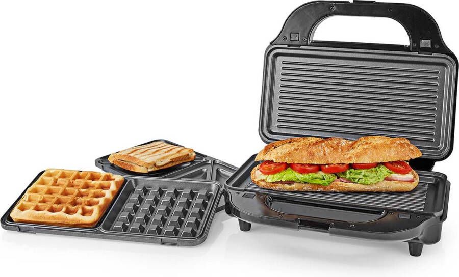 Nedis Multi grill Sandwich Waffle 900 W 28 x 15 cm Automatische temperatuurregeling Kunststof Roestvrij Staal - Foto 2