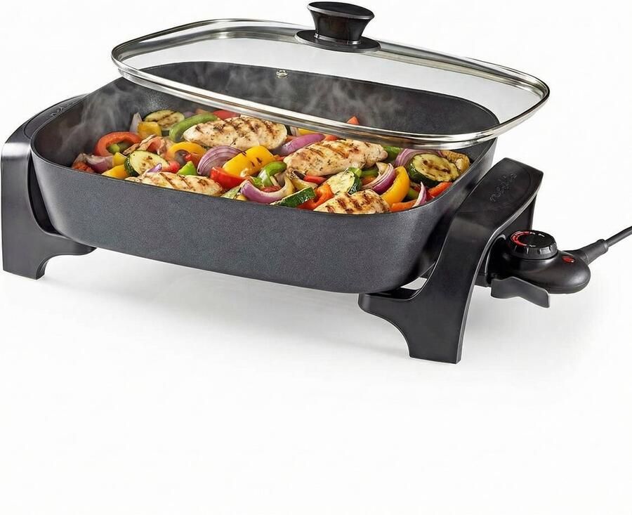Nedis Elektrische Hapjespan 2200W – 40 cm Deksel – Anti‑aanbaklaag – Aluminium