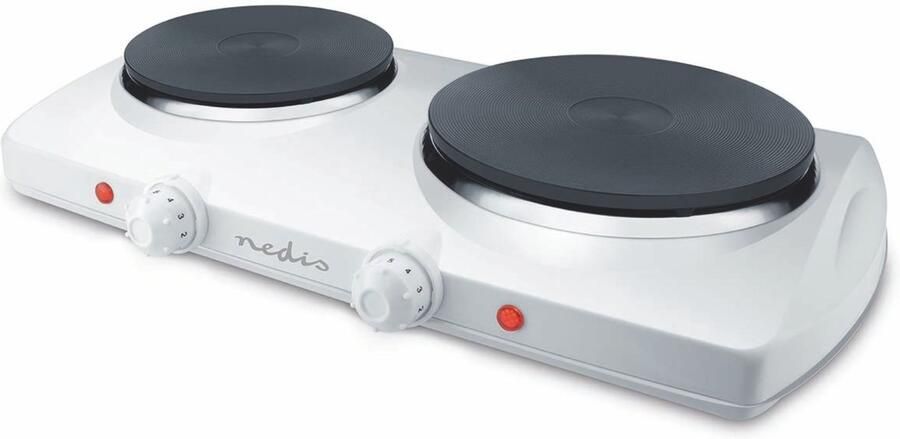 Nedis Elektrische Kookplaat Kookzones: 2 2300 W Oververhittingsbeveiliging Wit