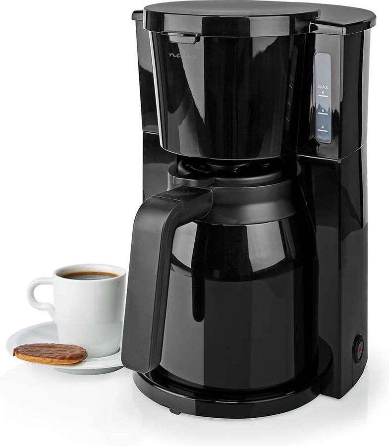Nedis Koffiezetapparaat – 1 0L – Voor 8 Kopjes – Filterkoffie – Druppelstop – Warmhoudplaat – Zwart
