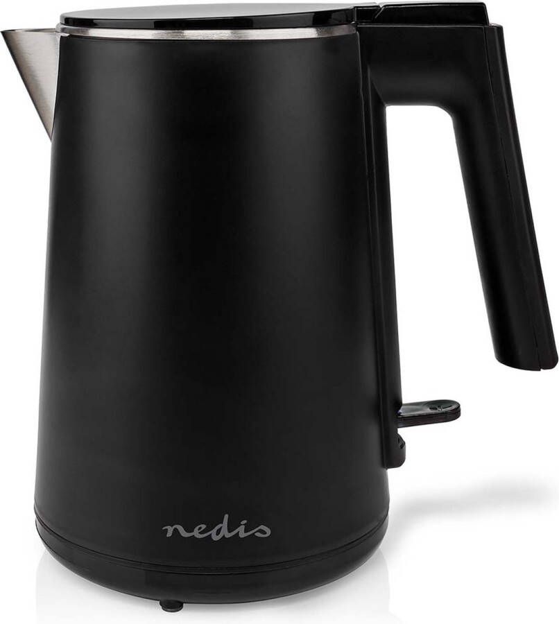 Nedis Waterkoker 1.0 l Kunststof Zwart 360 graden draaibaar Verborgen verwarmingselement Strix-controller Droogkookbeveiliging
