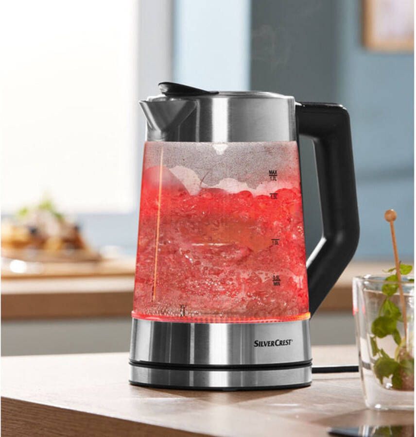 Nedville Silvercres Nedville Glazen waterkoker 1 7 l temperatuur instelbaar warmhoudfuctie