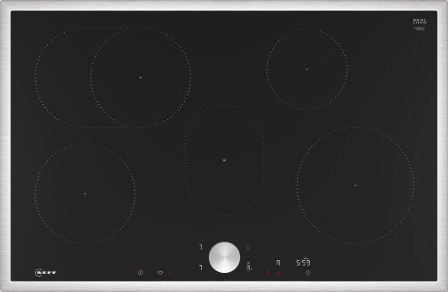 Neff T58STF1L0 kookplaat Zwart Ingebouwd 80 cm Inductiekookplaat zones 5 zone(s)