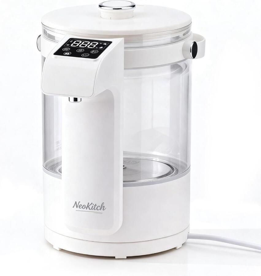 NeoKitch glazen waterkoker Temp. instelbaar 40-100°C 2.5L warmwaterdispenser 8h warmhouding