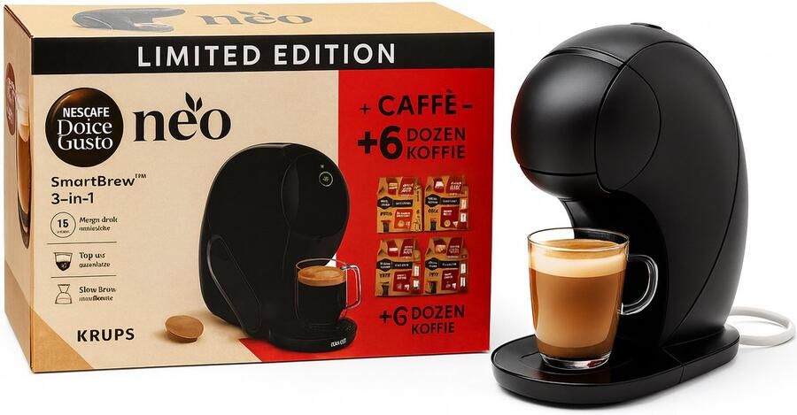 NESCAFÉ Dolce Gusto KRUPS YY5676 NEO- Latte Koffiemachine Zwart Incl. 6 Latte Koffie Dozen Limited edition Koffiezetapparaat Koffiemachines