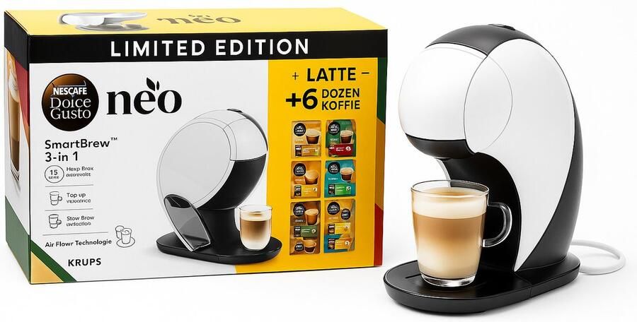 NESCAFÉ Dolce Gusto KRUPS YY5679 NEO Latte Koffiemachine Wit Incl. 6 Latte Dozen Koffie Limited edition koffiezetapparaat koffiemachines