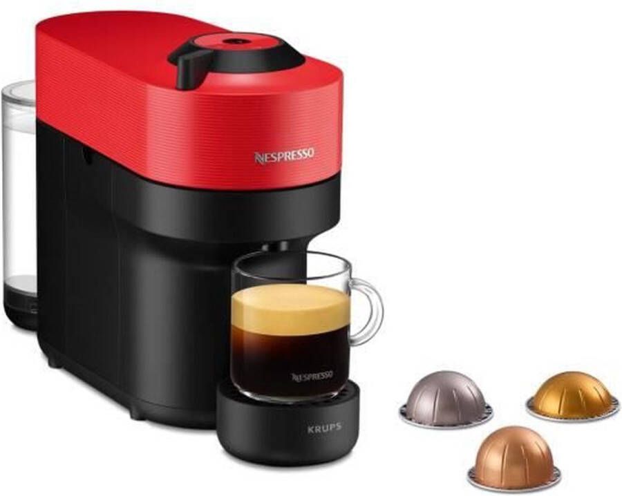 Krups Nespresso YY4888FD Virtuo Pop Red Coffee Machine Capsules Compact Coffee Maker 4 kopjes espresso Bluetooth