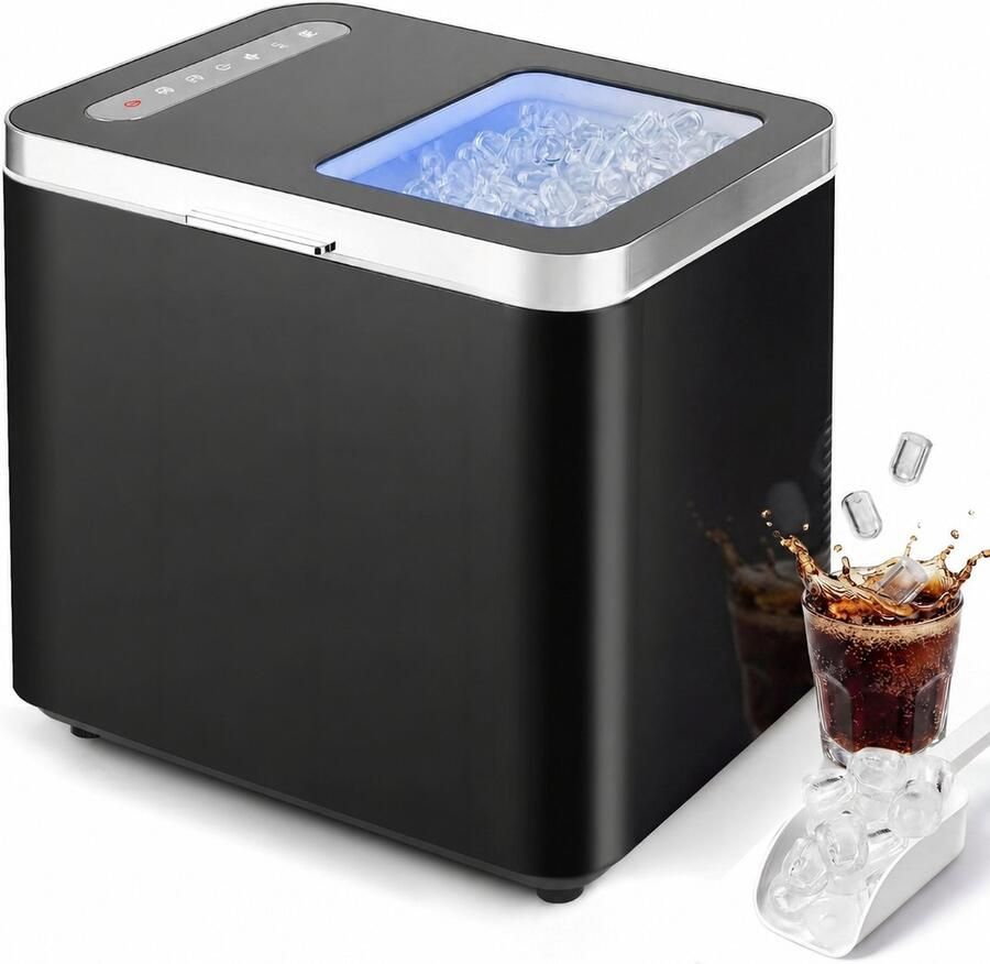 NETTLIFE Ijsblokjesmaker – Mini Ijsmachine voor Thuis – Volautomatisch – Zelfreinigend – Snel Ijsbereiden – 6 ijsblokjes in 9 minuten – Draagbaar – Compact