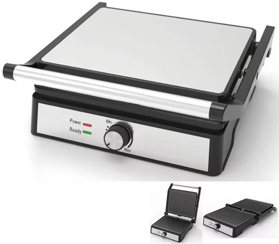 Nexser 4-Slice Sandwich Maker & Contact Grill – 2200W – Digitale BBQ Grill – Smokeless – Afneembare Platen – Temperatuurregeling – PTFE Anti-aanbaklaag
