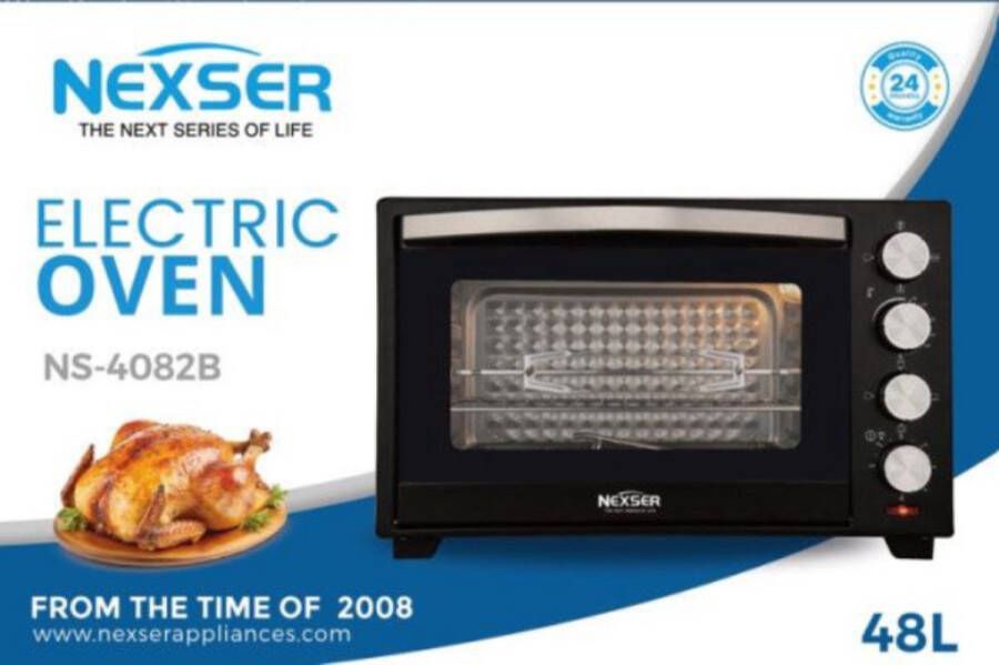 Nexser 48L Multifunctionele Air Oven – 2000W – Elektrische RVS Oven voor Bakken Braden Pizza Grillen en Air Frying – Grote Capaciteit voor Thuis en Horeca