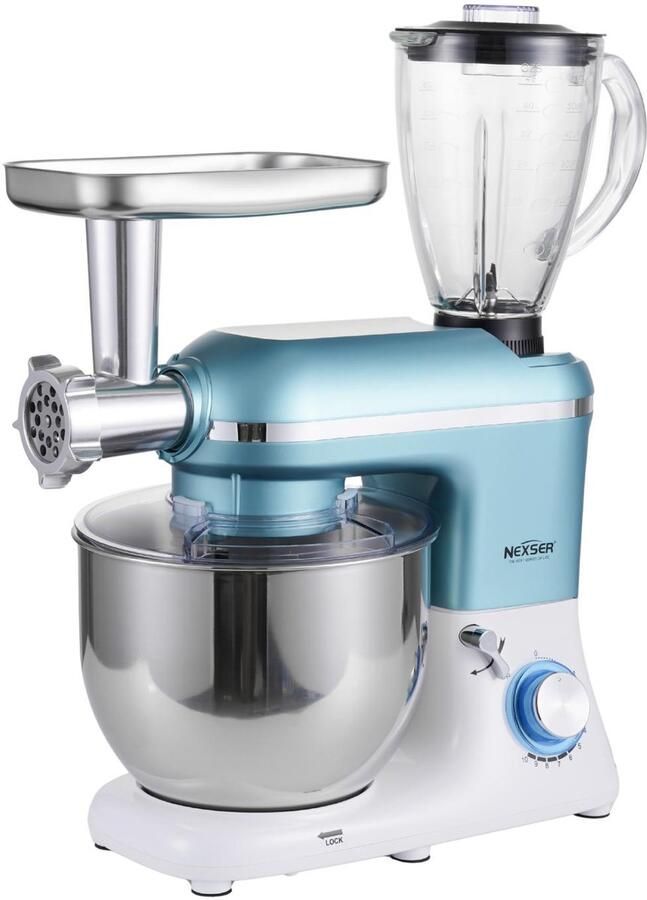 Nexser 1500W 5-in-1 Keukenmachine – Multifunctionele Stand Mixer Vleesmolen Blender & Sapmachine – 6 Snelheden