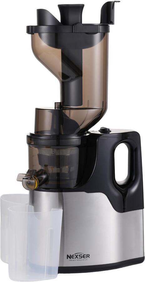 Nexser 150W Slow Juicer – Professionele Langzame Juicer met Grote Vulopening – RVS Mes & Zelfreinigend – Zilver