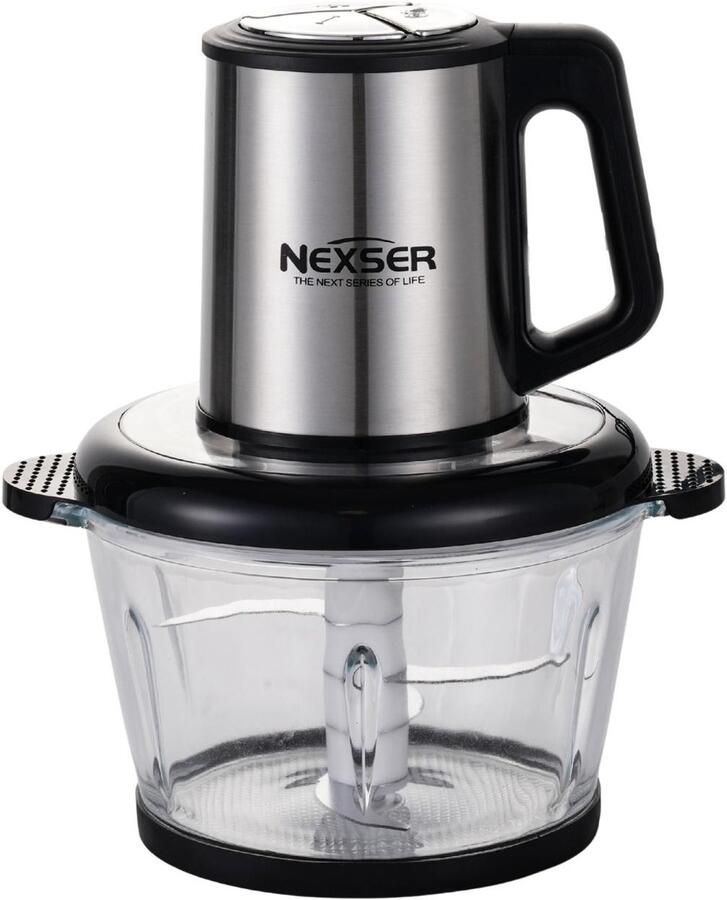 Nexser 300W Mini Vleesmolen – 2L Glazen Kom – 3 Snelheden – Compacte Food Processor & Yam Pounder – Krachtig & Multifunctioneel