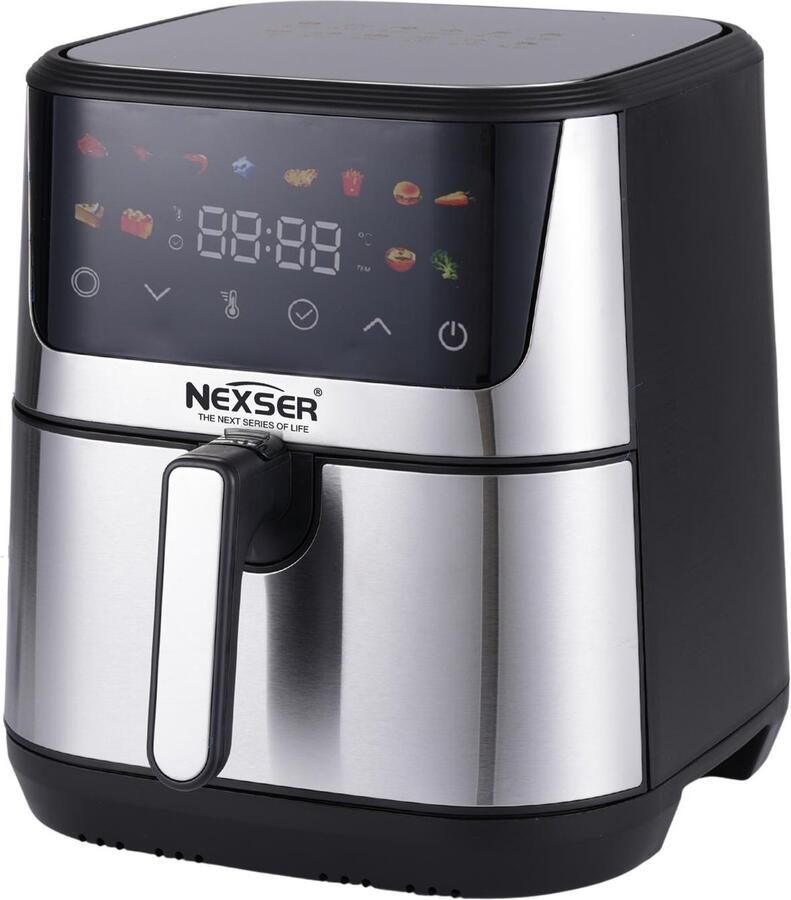 Nexser Airfryer 9L – Digitale Heteluchtfriteuse – 2000W – RVS – Touchscreen LED Display – Olievrij – Multifunctioneel – Easy Clean – Familieformaat
