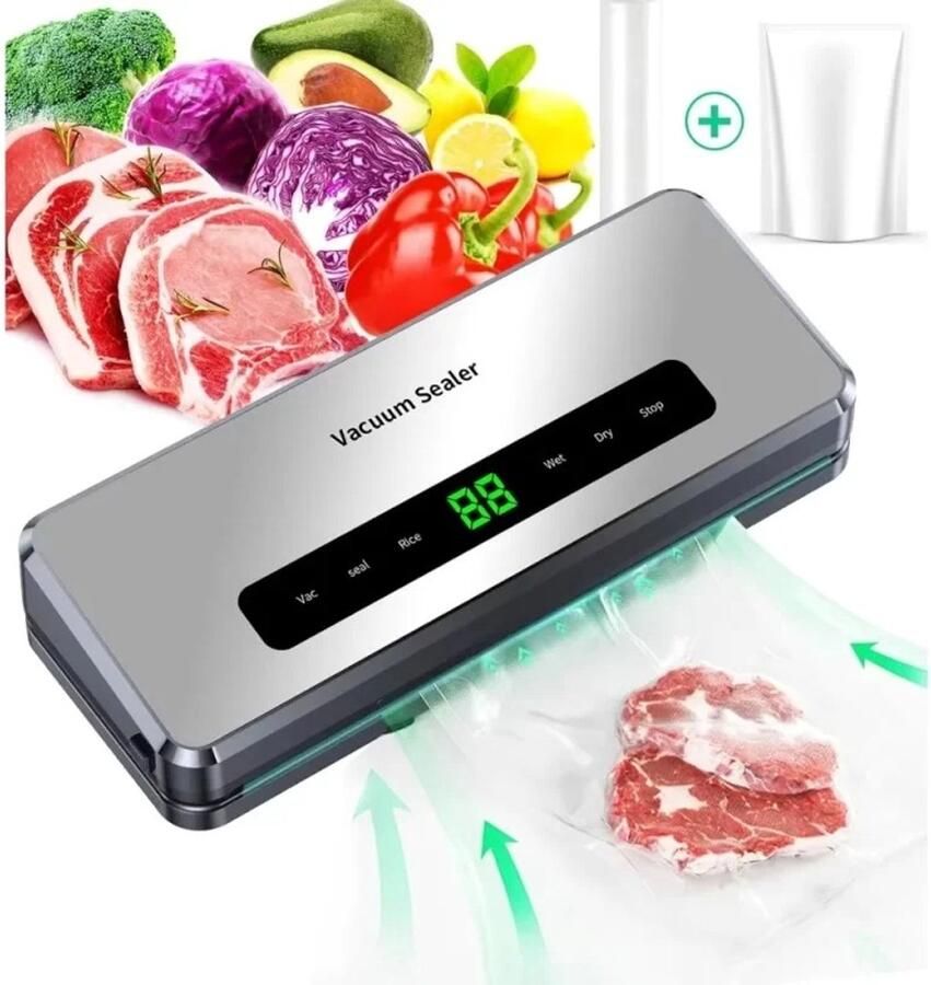 NextNovaDeals Vacuümsealer Vacumeermachine 120 Watt Inclusief Vacuümzakken Voor Voedsel Bewaren Gebruiksvriendelijk