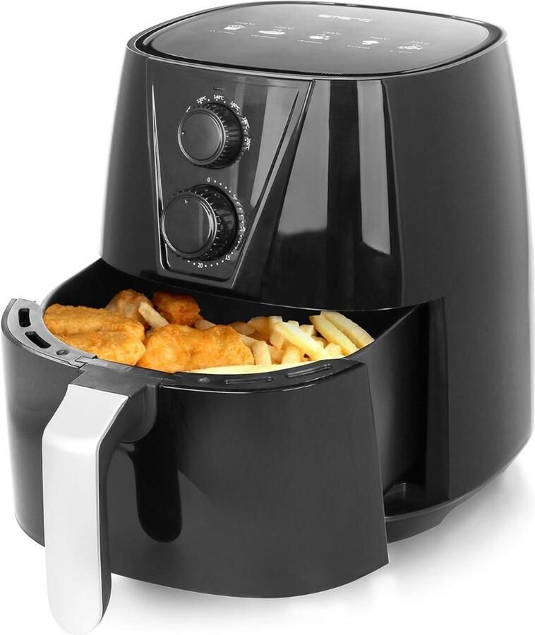 RONN Airfryer XL Airfryer XXL Heteluchtfriteuse Zwart- 26cm x 32cm x 30cm