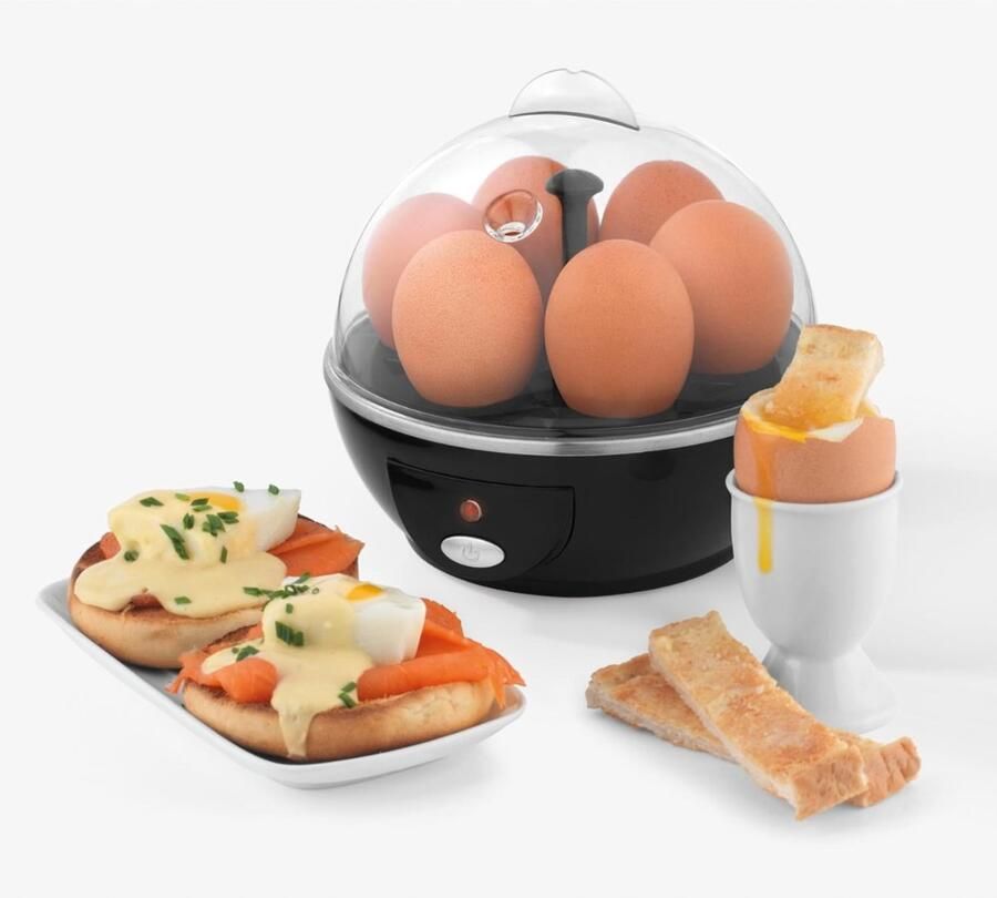 Nexvo Eierkoker electrisch Eierkoker met timer Zwart ‎‎16cm x 16cm x 16cm