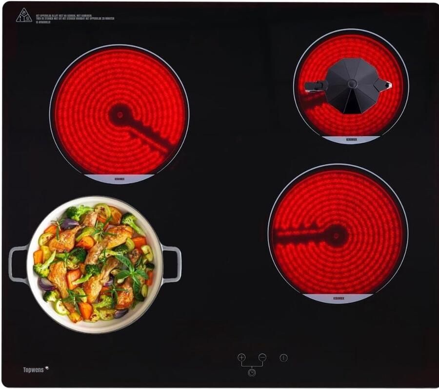 Nexvo Elektrische Kookplaat 4 Pits Elektrische Fornuis Elektrische Kookplaat Vrijstaand 4 Kookzones Kinderslot Zwart 68cm x 63cm x 11cm