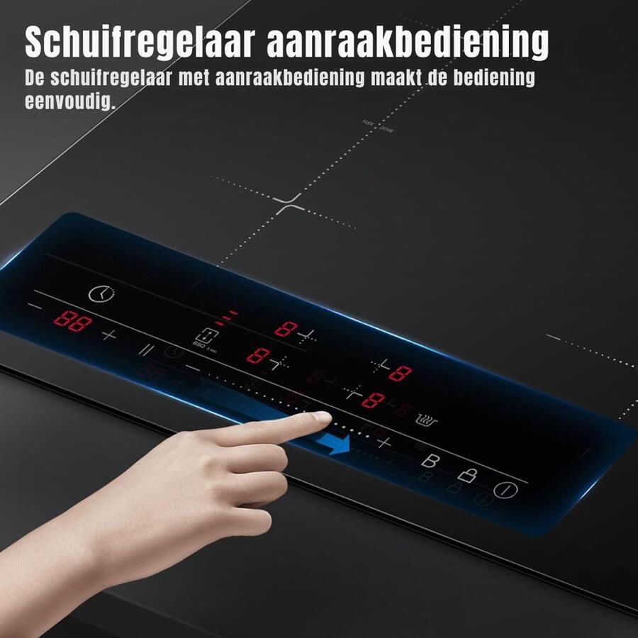 Nexvo Inductie Kookplaat Vrijstaand Dubbele Inductiekookplaat Kooktoestel Touchscreenbediening Zwart 52cm x 59cm x 6cm