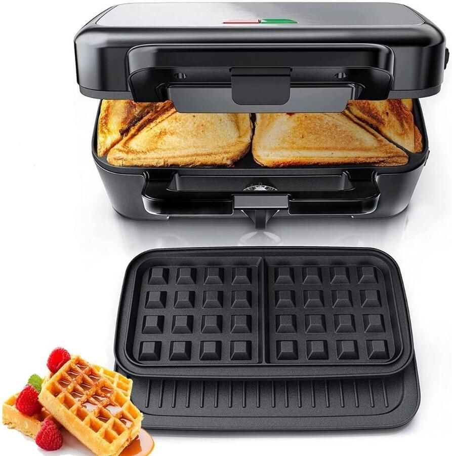 Savi Wafelijzer met verwisselbare platen Wafelijzer Zwart ‎23cmx 29cm x 12cm