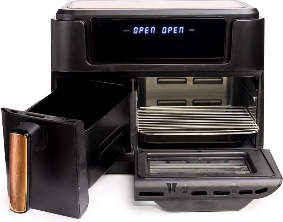 Nexxt Dubbele Airfryer XXL – Heteluchtfriteuse en Oven in één – Twee Lades van 3 5 en 8 Liter 11 5 Liter – 10 Kookprogramma s – 2400W – Zwart