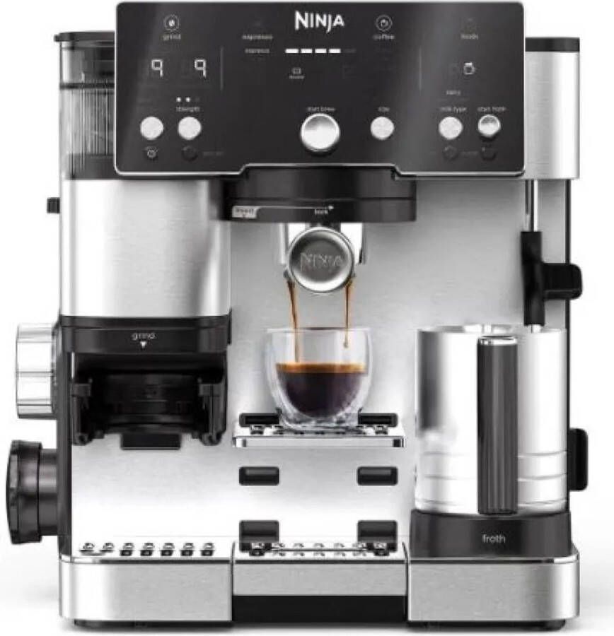 Ninja ES501EU Espressomachine 2l Koffiebonen Cappuccino Espresso Koffie 1650W 9bar Afneembare Watertank Ingebouwde Melkopschuimer Melkreservoir Warmhoudfunctie