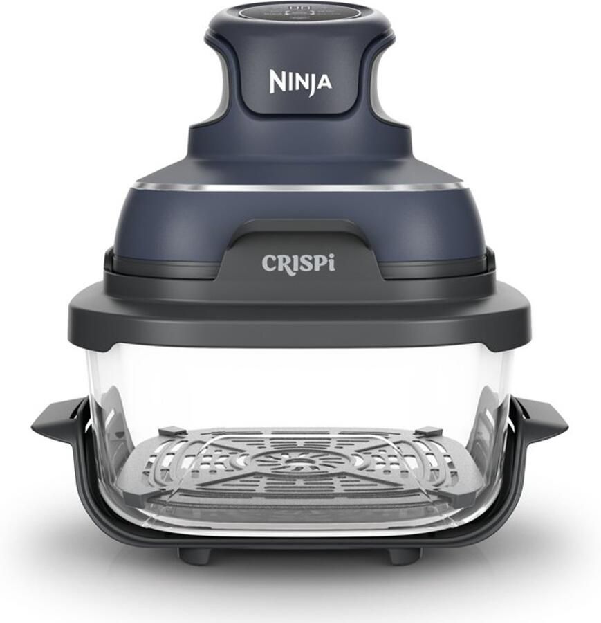 Ninja CRISPi 4-in-1 compact glazen kooksysteem Airfryer Roast Recrisp Keep Warm Inclusief twee glazen schalen van 3.8L en 1.4L en bijpassende deksels 2 Crisper-Plates Blauw FN101EUGY
