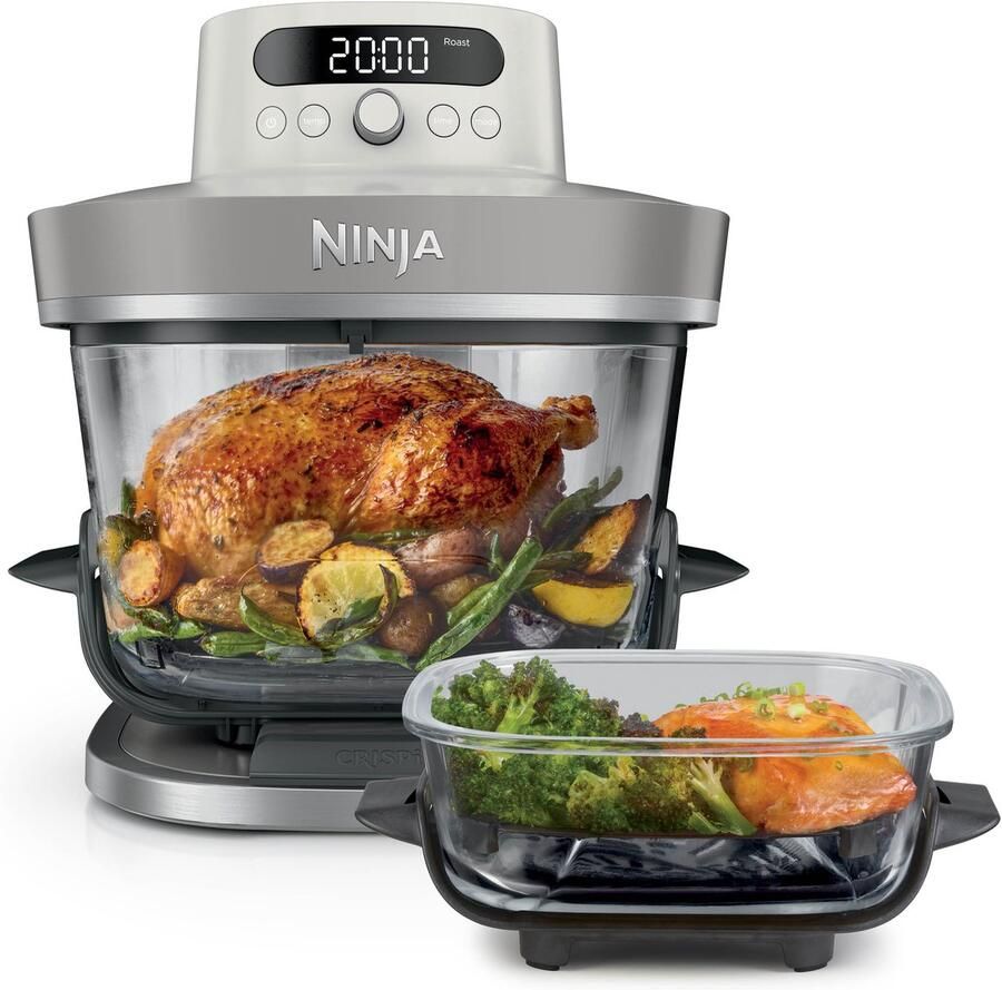 Ninja CRISPi PRO 7-in-1 Glazen Airfryer met 7 functies Airfryen Bakken Braden Rijzen Drogen. Max Crisp en Opnieuw krokant maken 2.3 liter en 5.7 liter glazen schaal PFAS vrij koken Stone AS101EULG