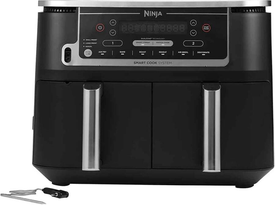 Ninja Dubbele Airfryer XXL Twee Kookvakken 9.5 Liter Digitale Thermometer 2470 Watt Dual Zone Technologie AF451EU
