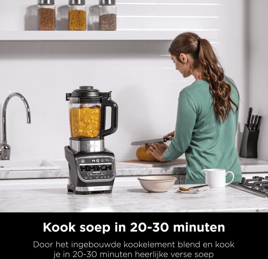 Ninja Foodi 2-in-1 Soepmaker en Blender 1 7 liter Glazen Kan 10 Kookprogramma's HB150EU